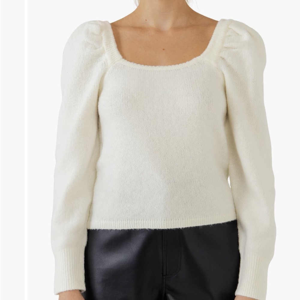 Endless Rose Puff Sleeve Square Neck Sweater